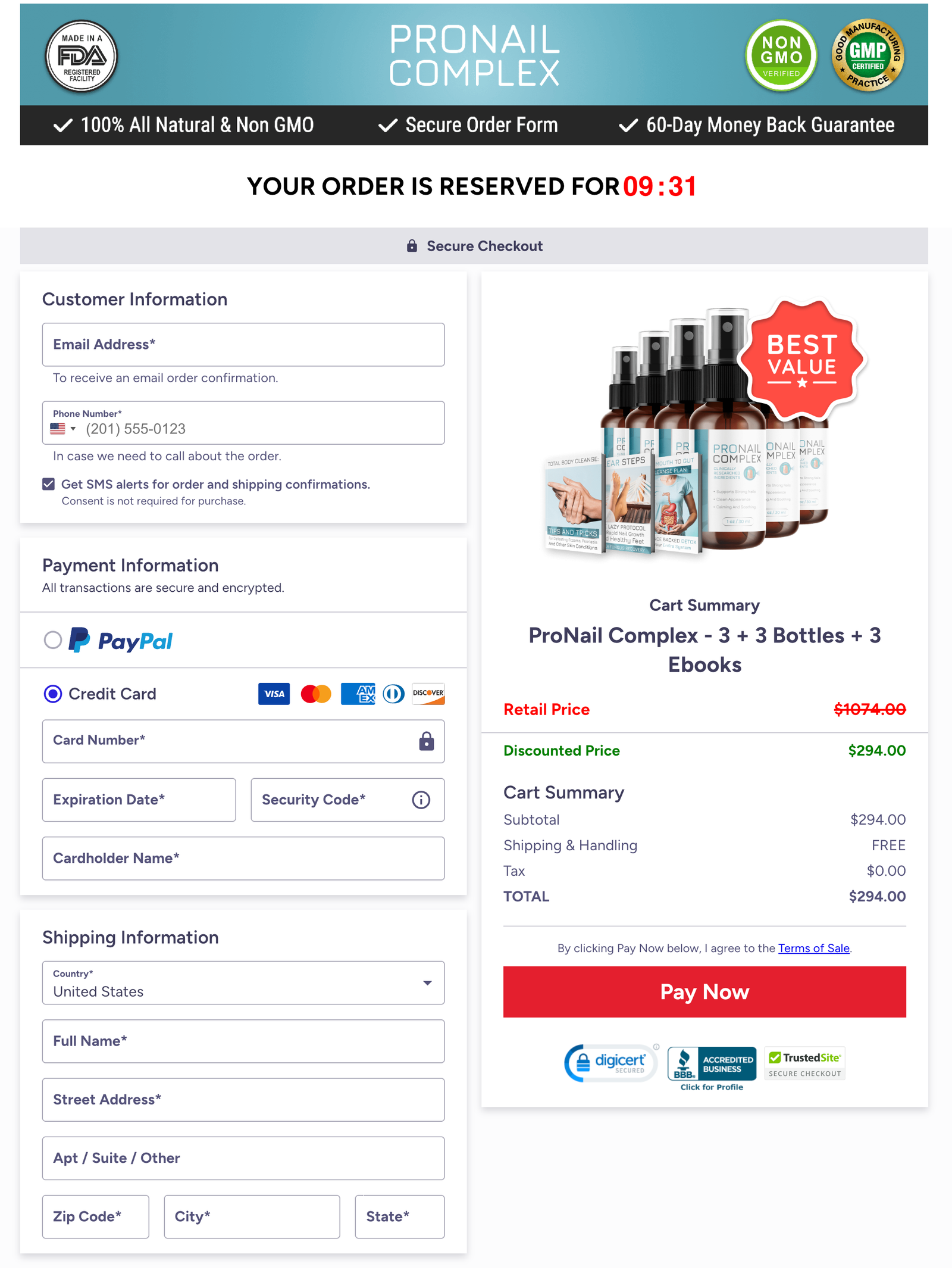 ProNail Complex Official Website Secure Order Page